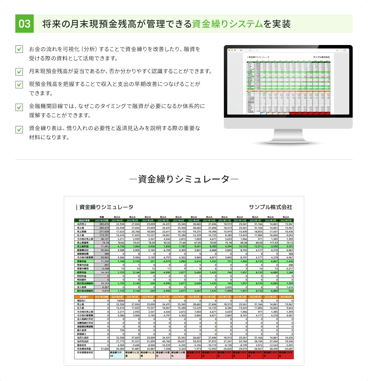 将来の月末現預金残高が管理できる資金繰りシステムを実装