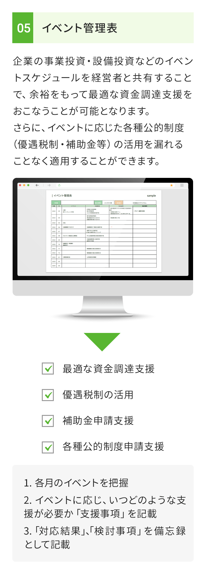 イベント管理表